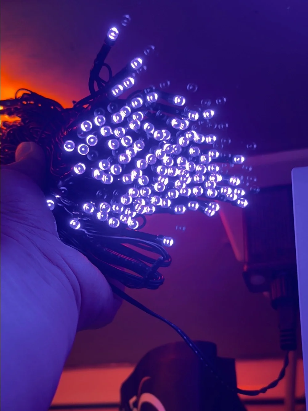 Solar LED Halloween String Lights with Remote - Black. 50 ft